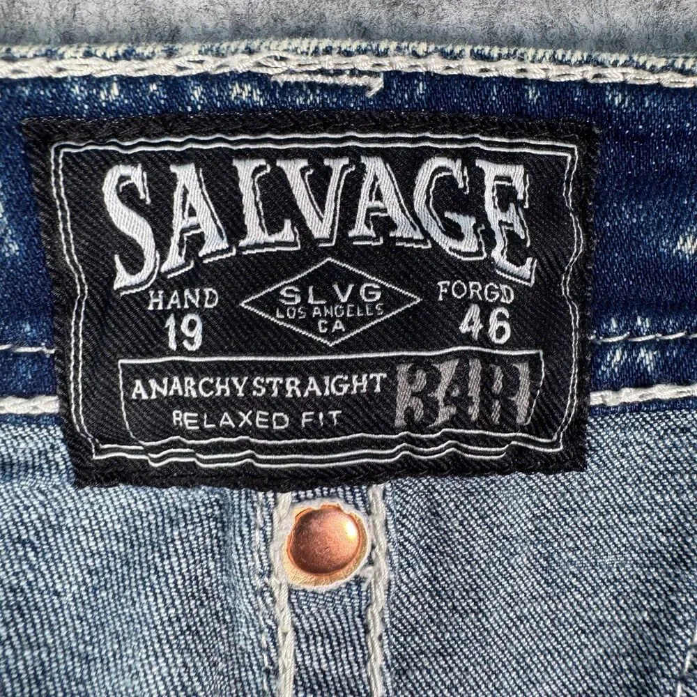 Salvage Anarchy Straight Relaxed Fit Jeans Mens 34R Blue